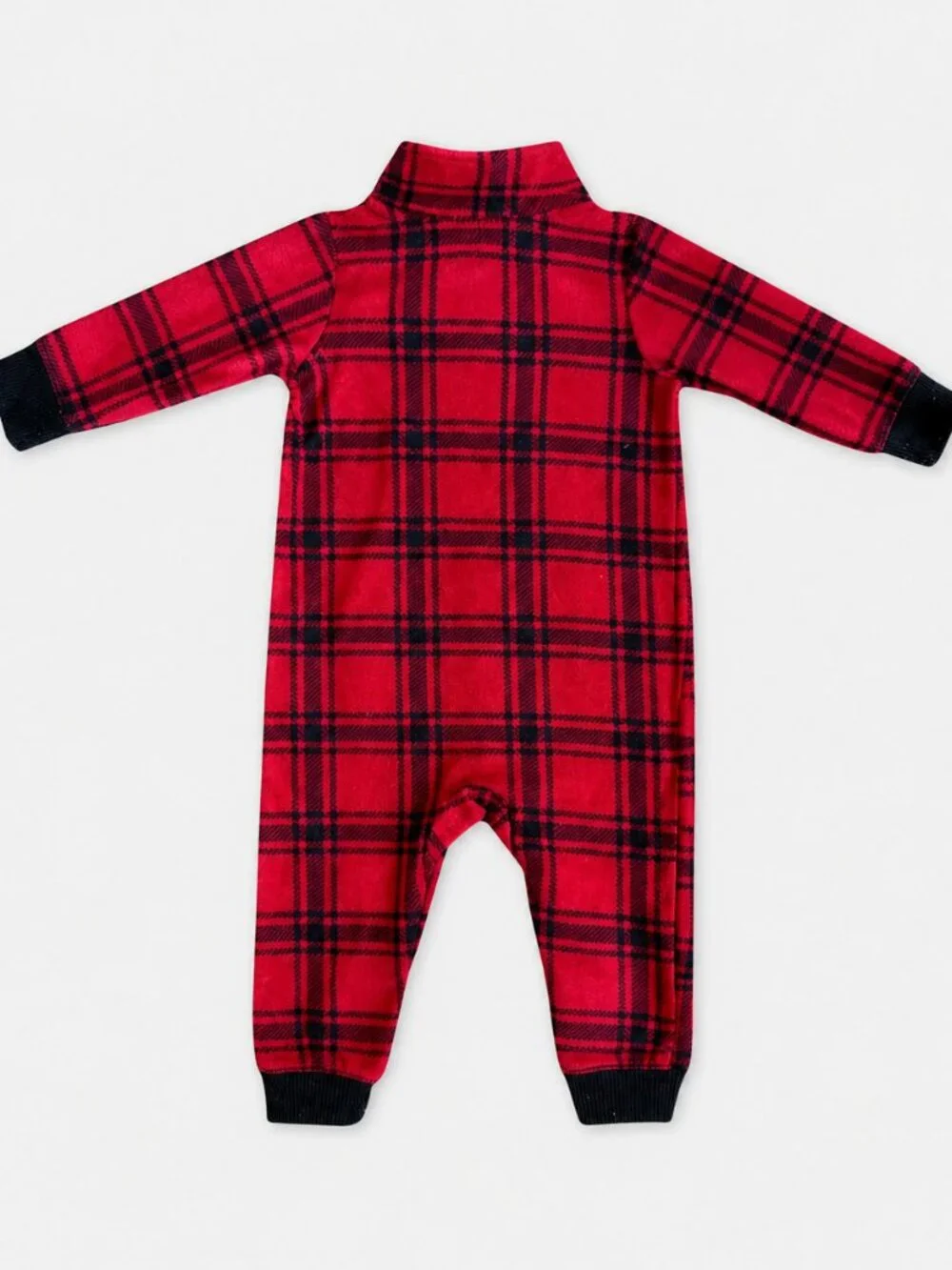 Carter's Plaid Fleece Outdoor Jumpsuit 9M Red Black